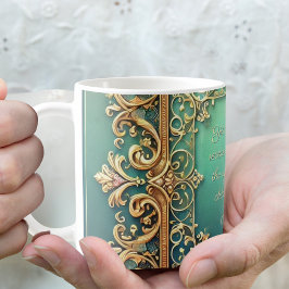 Taza De Café Marco cuadrado de filigrana personalizable