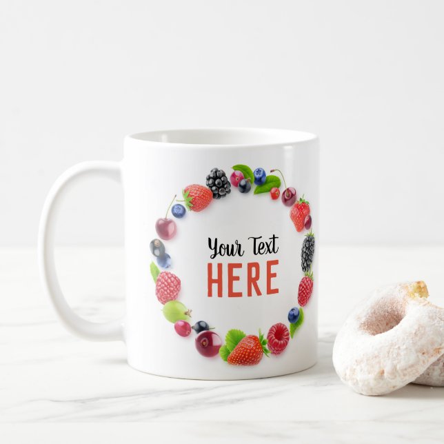 Taza De Café Marco de bayas frescas (Con donut)