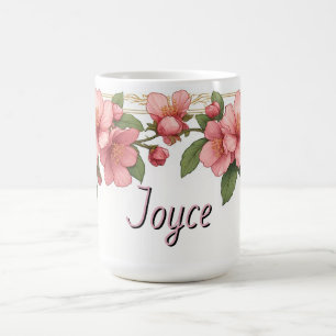 Taza De Café Marco de borde floral rosa dorado vintage