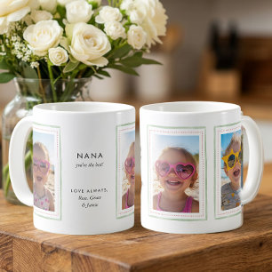Taza De Café Marco de cinta verde salvia editable Nana 3 fotos