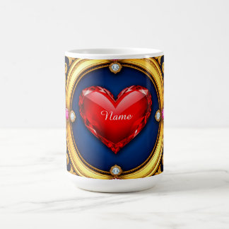 Taza De Café Marco de Corazón Dorado Lujoso