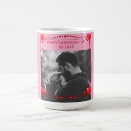 Taza De Café Marco de corazón rojo romántico con foto personali