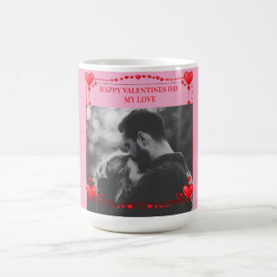 Taza De Café Marco de corazón rojo romántico con foto personali