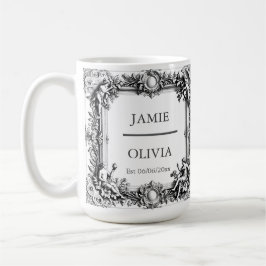 Taza De Café Marco de desplazamiento victoriano personalizado -
