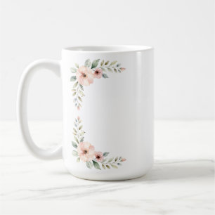 Taza De Café Marco de Esquina para Boda con Acuarela Floral de