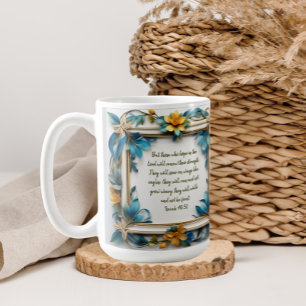 Taza De Café Marco de Flor de Topacio Azul