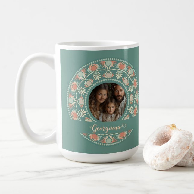 Taza De Café Marco de foto de mandarín y sabio retro personaliz (Con donut)