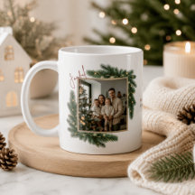 Marco de foto de Navidad alegre personalizado para