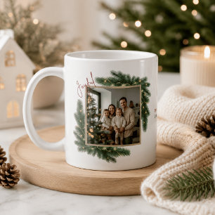 Taza De Café Marco de foto de Navidad alegre personalizado para