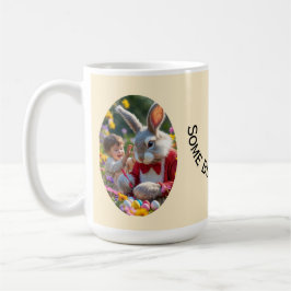 Taza De Café Marco de foto ovalado de Pascua con conejo y niño