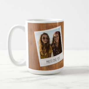 Taza De Café Marco de Foto Retro - 2 Fotos en Madera Rústica