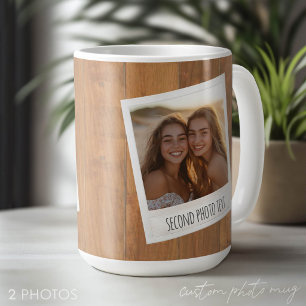 Taza De Café Marco de Foto Retro - 2 Fotos en Madera Rústica
