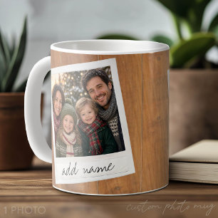 Taza De Café Marco de Foto Retro - Madera Rústica Cuadrada de I