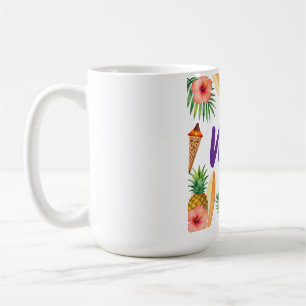 Taza De Café Marco de Hibisco Tropical Vibraciones de Aloha