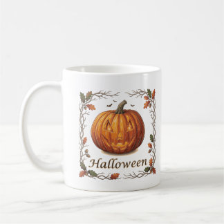 Taza De Café Marco de Jack-o'-Lantern espeluznante de Halloween