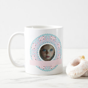 Taza De Café Marco de Mandala rosa y azul Pastel Bonito persona