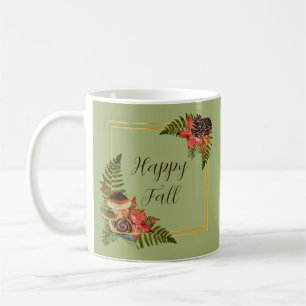 Taza De Café Marco de naturaleza de otoño con texto personaliza