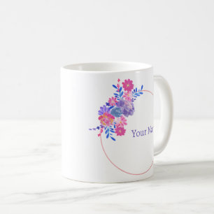 Taza De Café Marco de nombre personalizado color rosa morado