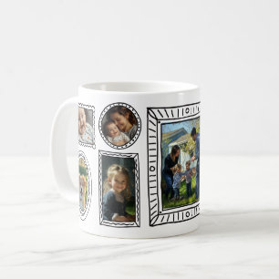 Taza De Café Marco Doodle personalizado de 8 Collages de fotos