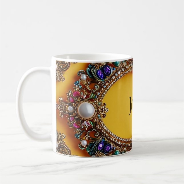 Taza De Café Marco Dorado Con Perlas Elegantes (Izquierda)