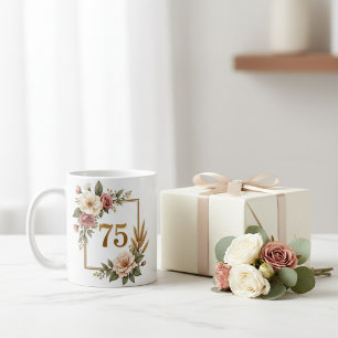 Taza De Café Marco dorado personalizado Shabby Chic Floral para