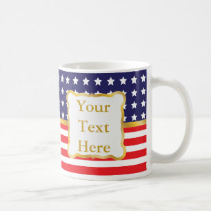 Taza De Café Marco dorado sobre fondo patriótico