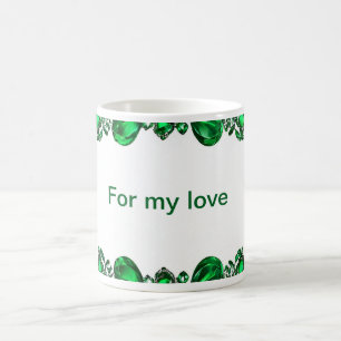 Taza De Café Marco elegante de piedras preciosas verdes pulidas