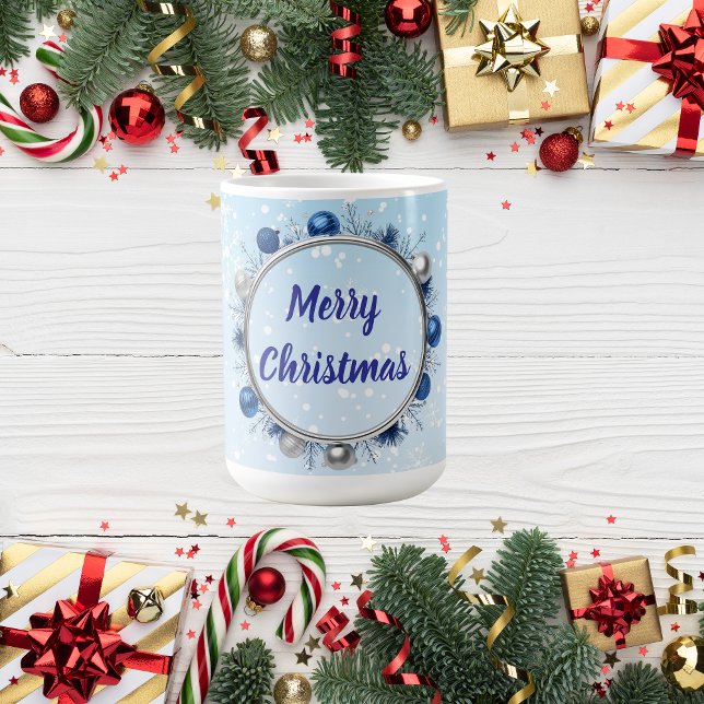 Taza De Café Marco elegante plateado sobre azul claro (Subido por el creador)