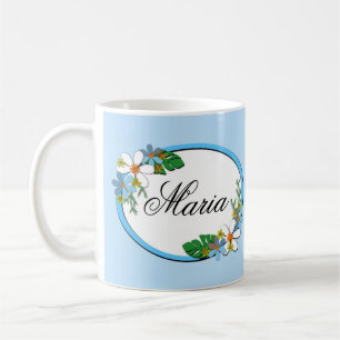 Taza De Café Marco floral azul redondo primavera lindo personal