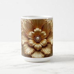 Taza De Café Marco Floral de Oro Lujoso