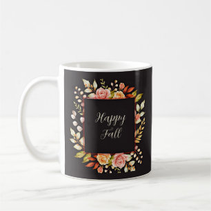 Taza De Café Marco floral de otoño con texto personalizable 