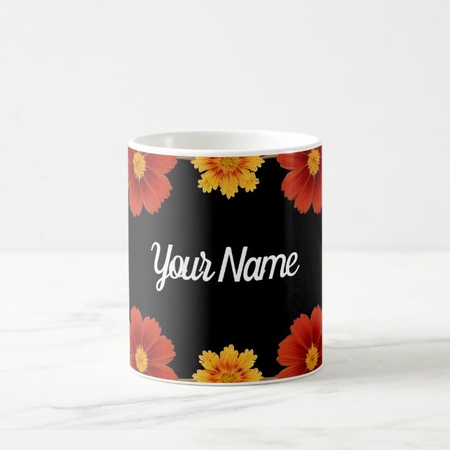 Taza De Café Marco Floral Elegante (Centro)