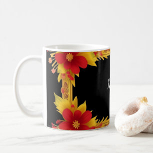 Taza De Café Marco Floral Elegante