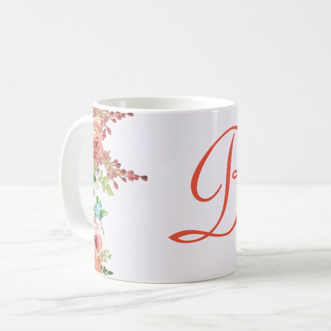 Taza De Café Marco floral personalizado (Anverso izquierdo)
