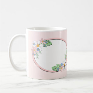 Taza De Café Marco floral rosa alrededor de los niños primaver