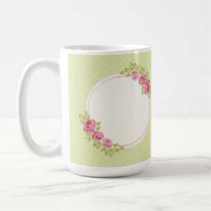 Taza De Café Marco Floral Vintage Shabby Chic con Rosas