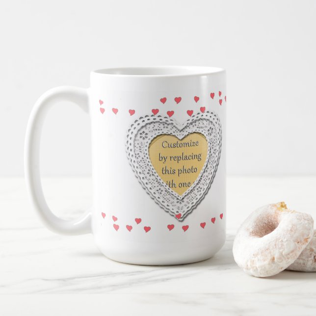 Taza De Café Marco fotográfico con corazoncitos (Con donut)