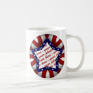 Taza De Café Marco fotográfico rojo de estrella blanca y azul
