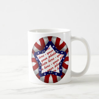 Taza De Café Marco fotográfico rojo de estrella blanca y azul
