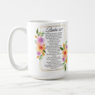 Taza De Café Marco Geométrico Floral Psalm 121