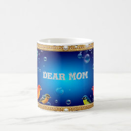 Taza De Café Marco Ornado Elegante con Aves Vibrantes