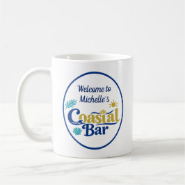 Taza De Café Marco ovalado Azure Retreat de Custom Coastal Bar