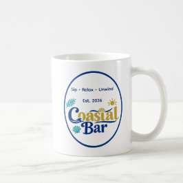 Taza De Café Marco ovalado Azure Retreat de Custom Coastal Bar