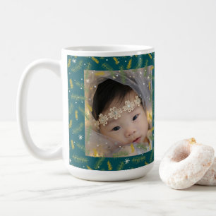 Taza De Café Marco verde de la familia Feliz Navidad