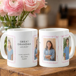 Taza De Café Marcos de fotos con cinta rosa editables para bisa