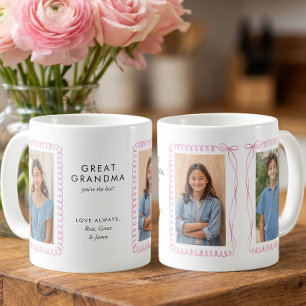 Taza De Café Marcos de fotos con cinta rosa editables para bisa
