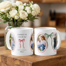 Taza De Café Marcos de Fotos Ovalados de Rosa Preppy con Lazo S