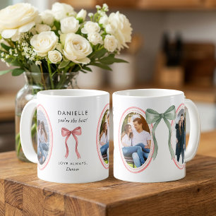 Taza De Café Marcos de Fotos Ovalados de Rosa Preppy con Lazo S