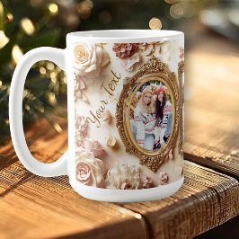 Taza De Café Marcos de Rosa Vintage con suave resplandor floral