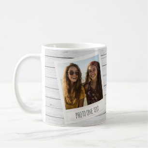 Taza De Café Marcos Rusticos de 2 Fotos - Impresión de Madera S